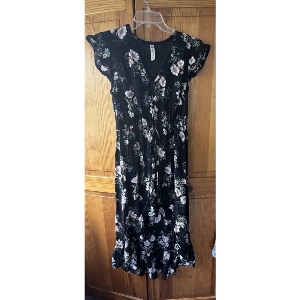 American Rag Floral High-Low Black Dress Juniors Size M